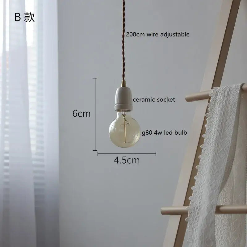 Vintage japanese ceramic led pendant light with black and white ceramic socket and clear glass globe decorbites ceramic led