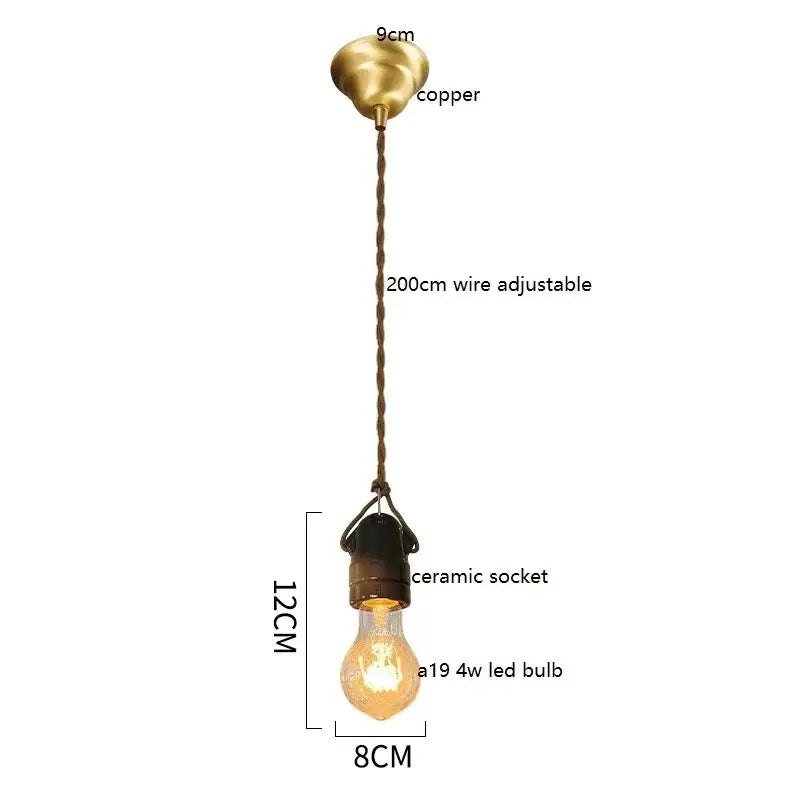 Vintage Japanese ceramic led pendant light kitchen black and white with copper twisted wire and A19 led bulb decorbites ceramic led