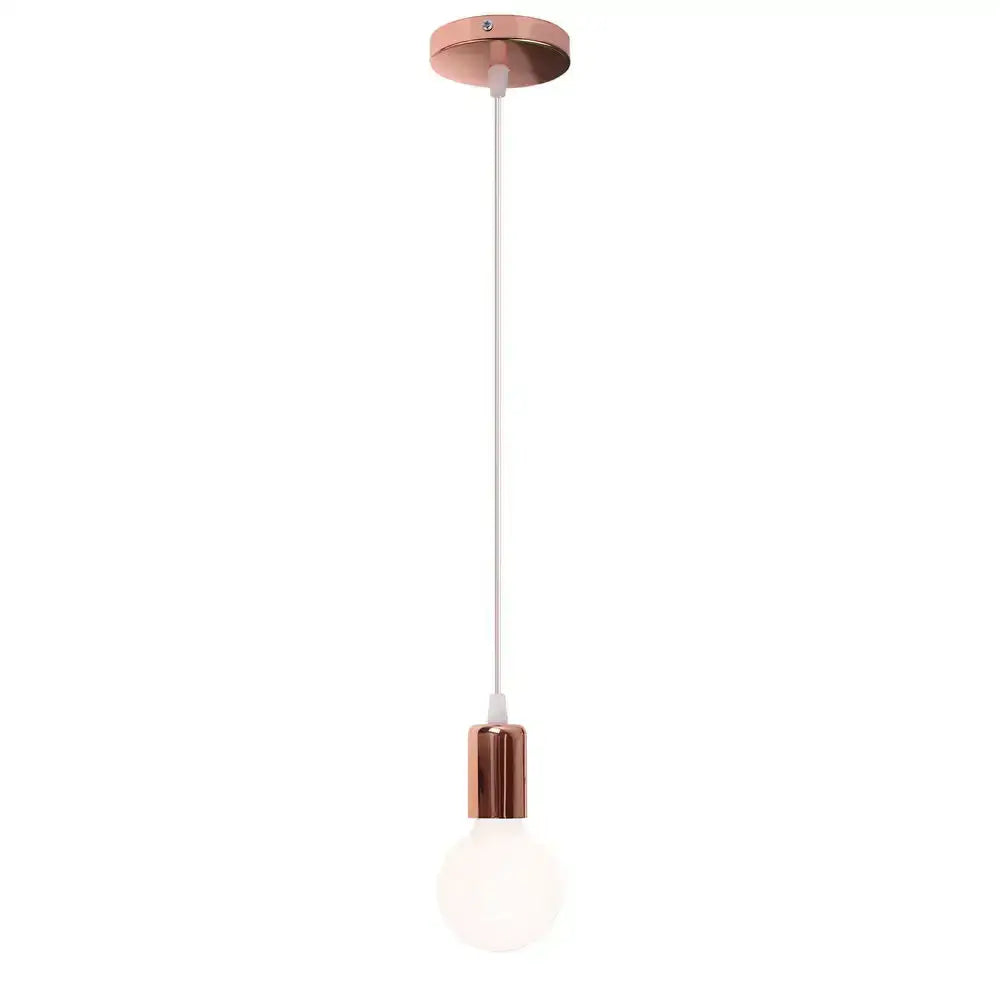 Vintage led wood ceiling pendant light with rose gold metal fixture, white cord, and frosted glass globe for dining room decorbites led wood ceiling