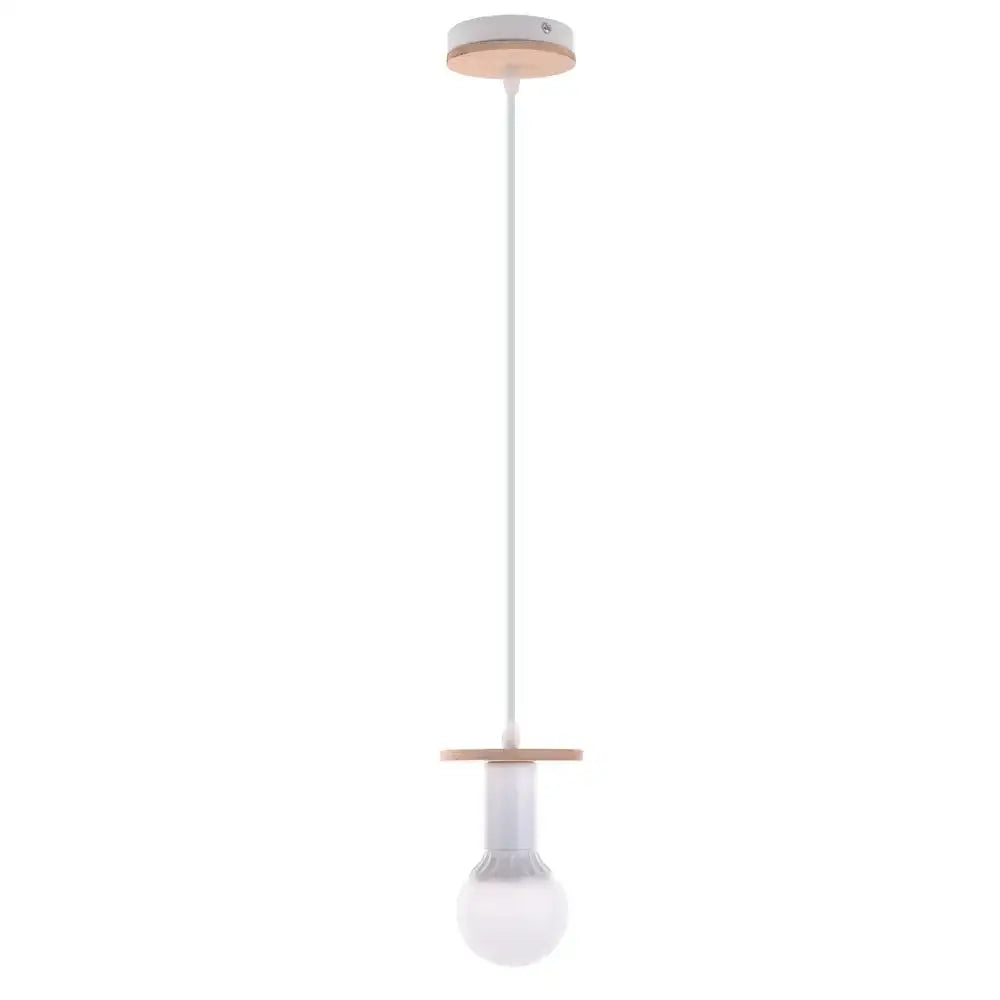 Minimalist vintage led wood ceiling pendant light with white cord wooden accents and frosted glass globe for dining room decorbites led wood