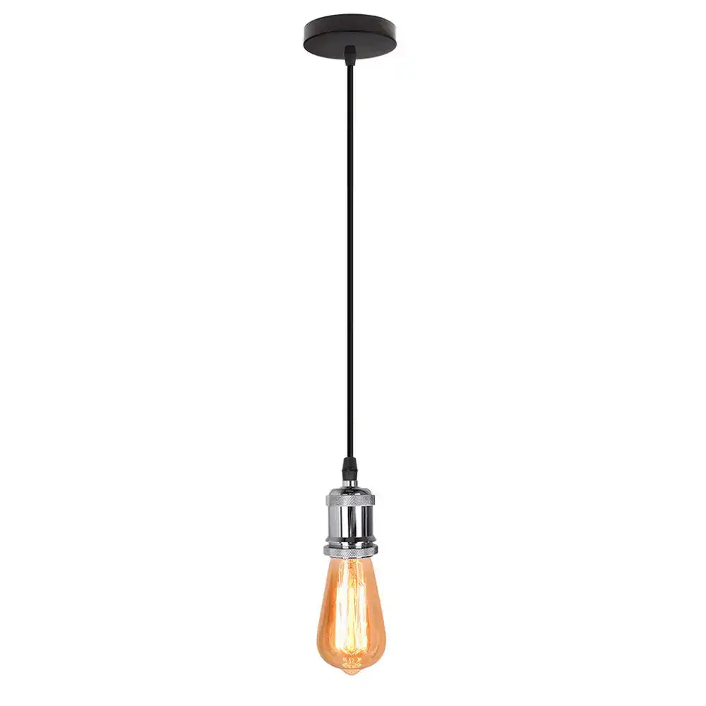 Black pendant light with chrome bulb holder and amber edison filament bulb for decorbites led wood ceiling use