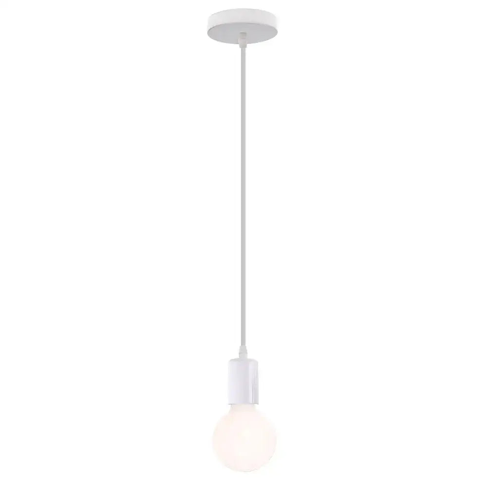 White vintage led wood ceiling pendant light with sleek round mount and exposed bulb for dining room decorbites led wood