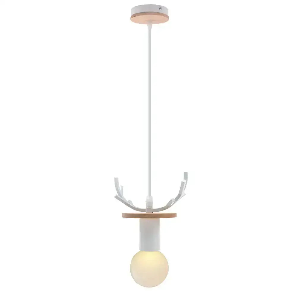 White and light wood antler-themed pendant light with frosted glass globe for dining room decorbites led wood ceiling