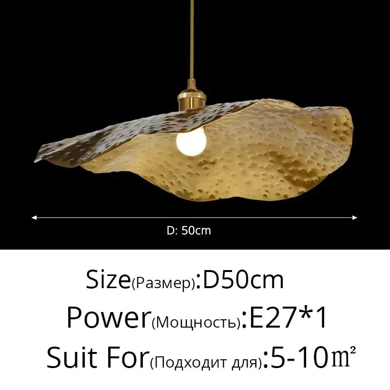 Vintage Lotus Leaf Gold Metal Pendant Light - Decorbites