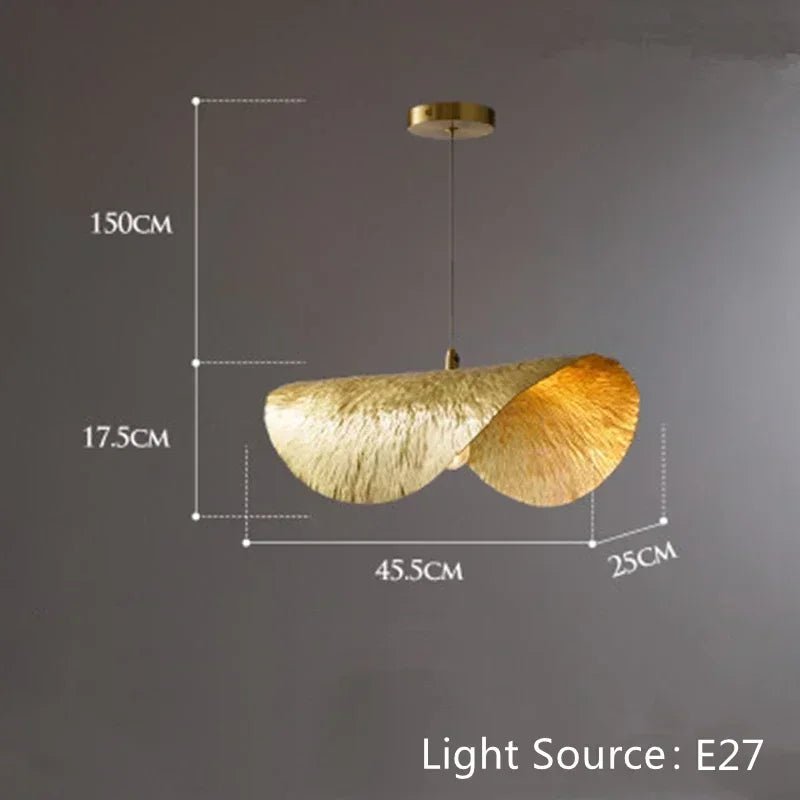 Vintage Lotus Leaf Gold Metal Pendant Light - Decorbites