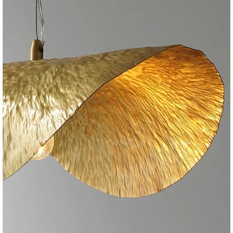 Vintage Lotus Leaf Gold Metal Pendant Light - Decorbites