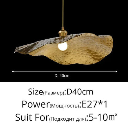 Vintage Lotus Leaf Gold Metal Pendant Light - Decorbites