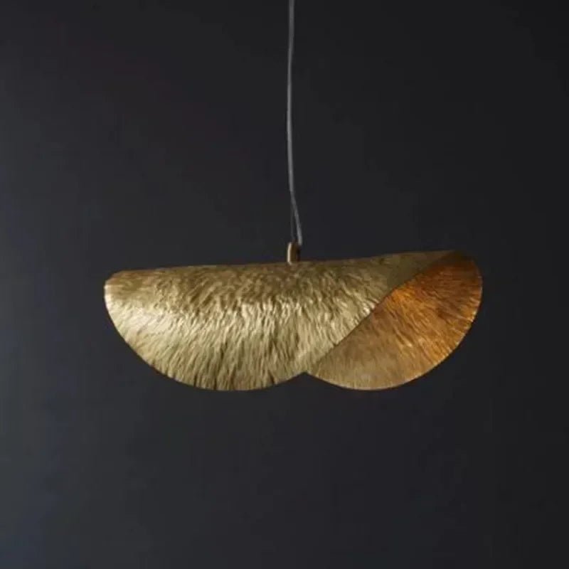 Vintage Lotus Leaf Gold Metal Pendant Light - Decorbites