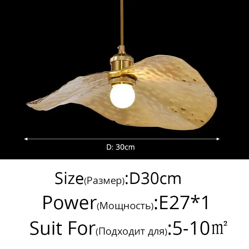 Vintage Lotus Leaf Gold Metal Pendant Light - Decorbites