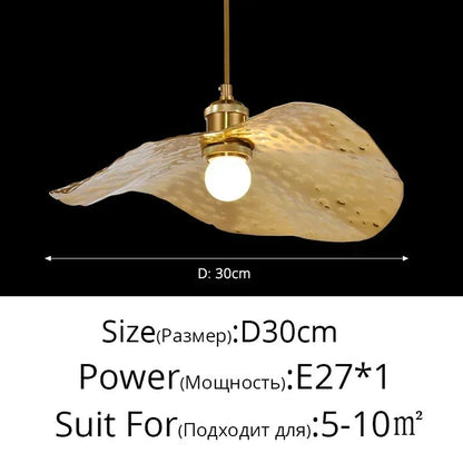 Vintage Lotus Leaf Gold Metal Pendant Light - Decorbites
