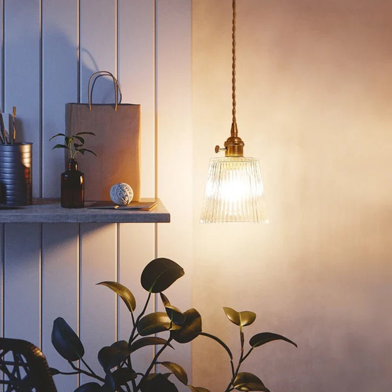 Vintage Nordic Striped Glass Pendant Light - Decorbites