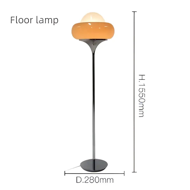 Vintage orange glass table lamp with a sleek chrome stand ideal for bedroom lighting and decor