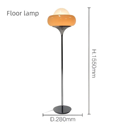 Vintage orange glass table lamp with a sleek chrome stand ideal for bedroom lighting and decor