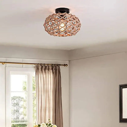 Vintage rattan woven ceiling light with black metal base featuring handmade hemp rope for dining room decorbites handmade hemp