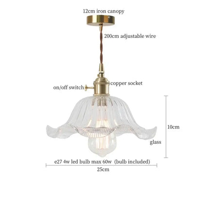 Vintage ribbed clear glass led pendant light with brass fixture and metal canopy for decorbites clear glass lighting