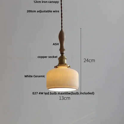 A warm white ceramic led pendant light with vertical ridges and brass copper socket for decorbites ceramic led decor