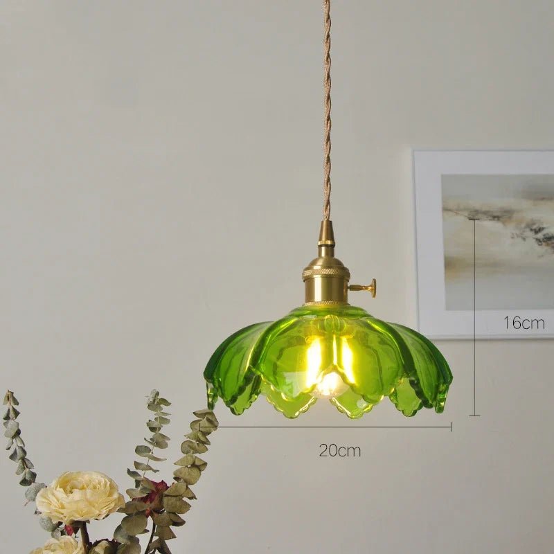 Vintage Shanghai Brass Glass Pendant Light - Decorbites