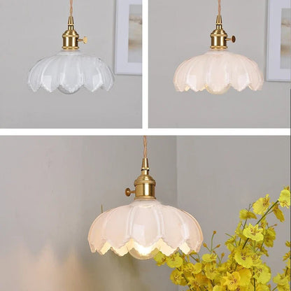 Vintage Shanghai Brass Glass Pendant Light - Decorbites