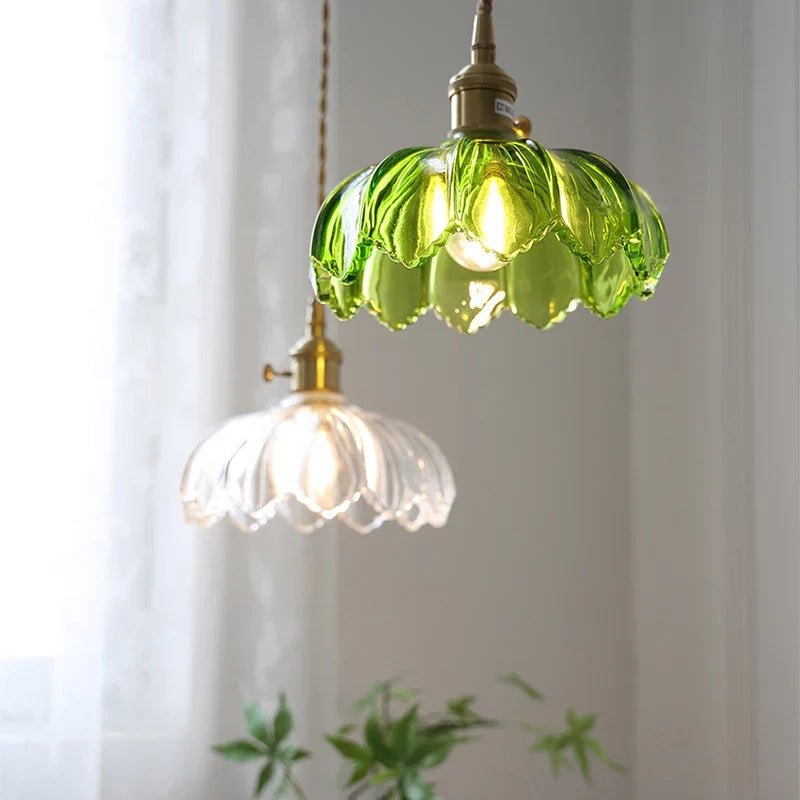 Vintage Shanghai Brass Glass Pendant Light - Decorbites
