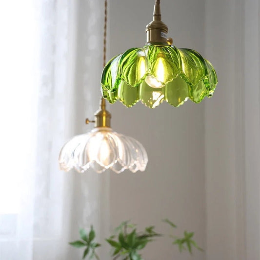 Vintage Shanghai Brass Glass Pendant Light - Decorbites