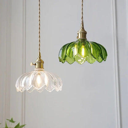 Vintage Shanghai Brass Glass Pendant Light - Decorbites