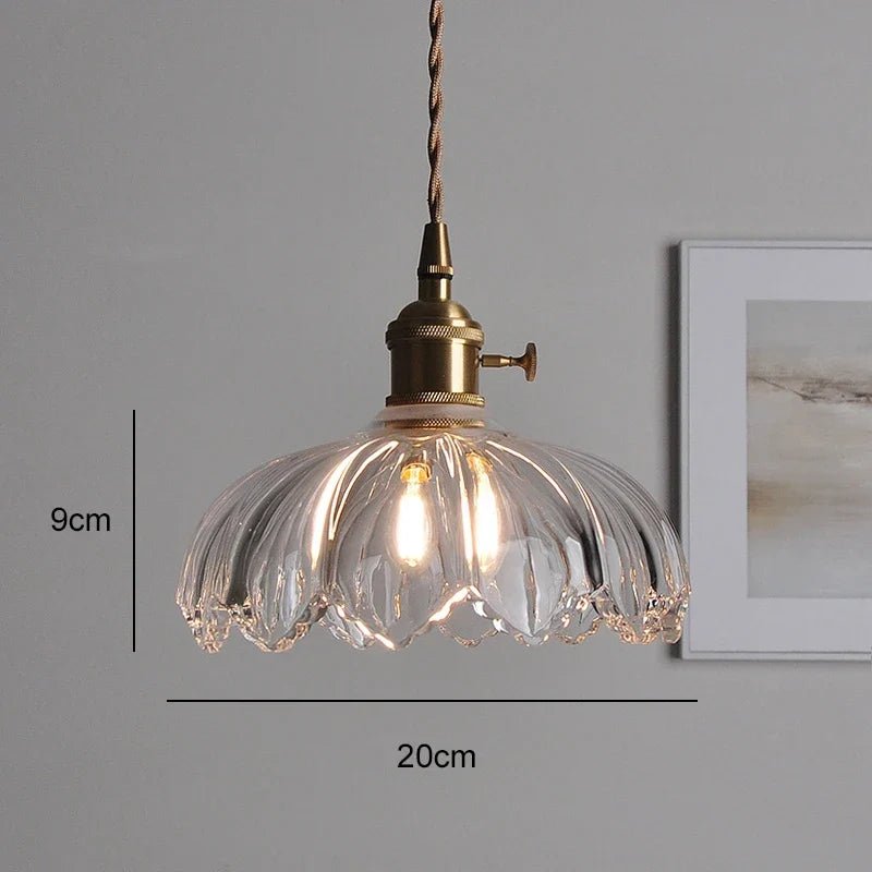 Vintage Shanghai Brass Glass Pendant Light - Decorbites