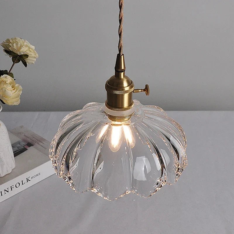 Vintage Shanghai Brass Glass Pendant Light - Decorbites