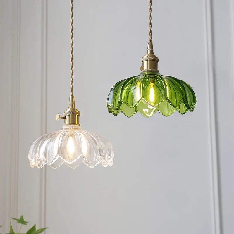 Vintage Shanghai Glass Pendant Light in Green or White - Decorbites