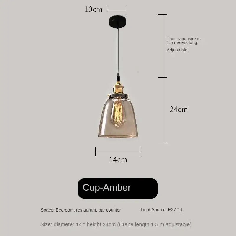 Vintage smoked amber glass pendant light set of 4 with cup-amber translucent shade and brass decorbites amber glass hardware