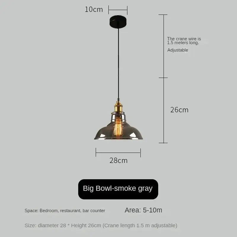 Smoke gray metal pendant light with brass accents and exposed filament bulb for decorbites amber glass vintage dining room set of 4