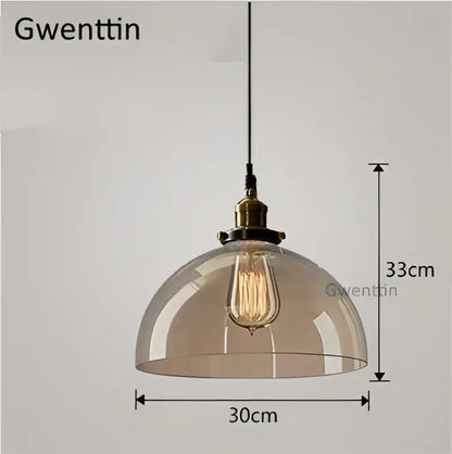 Translucent amber glass dome industrial glass pendant light with brass fixture and exposed edison bulb for kitchen decorbites industrial glass pendant