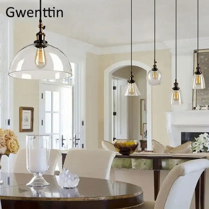 Clear glass dome pendant light with brass fixture and exposed filament bulb decorbites industrial glass pendant for kitchen