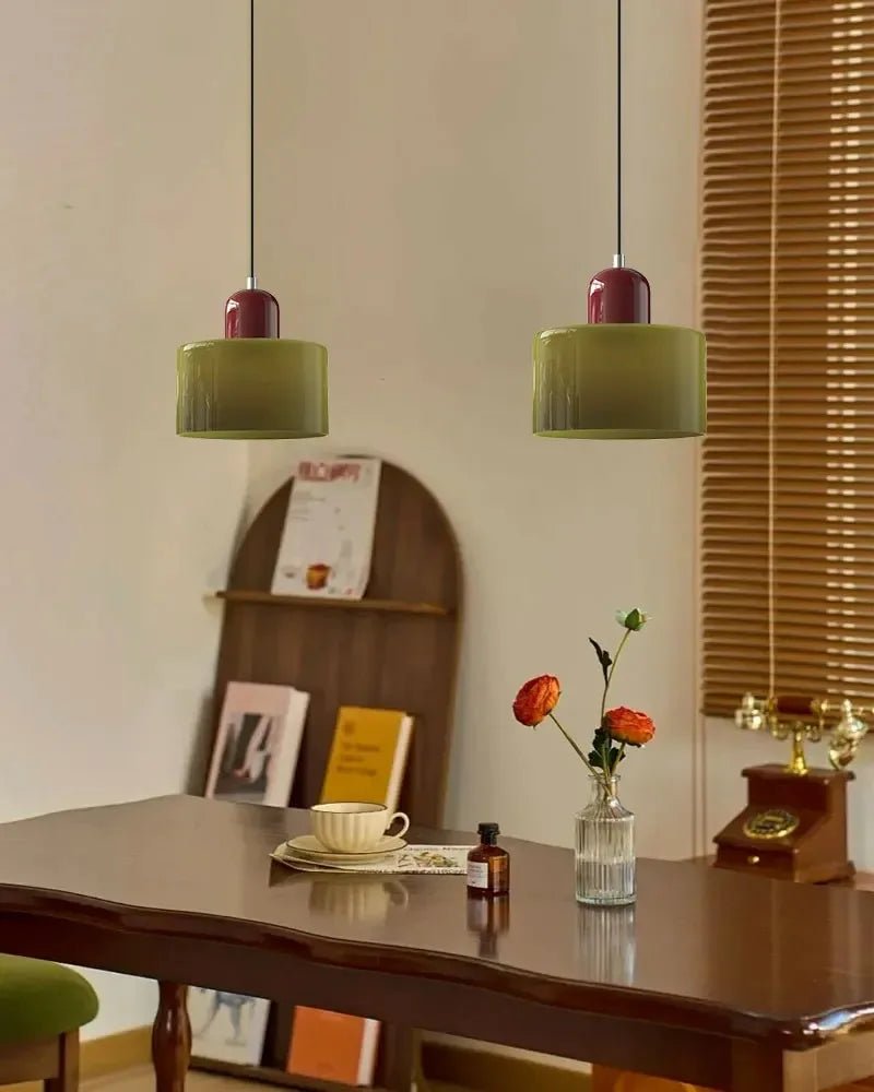 Vintage Stained Glass Mini Pendant Light in Pink Green White - Decorbites
