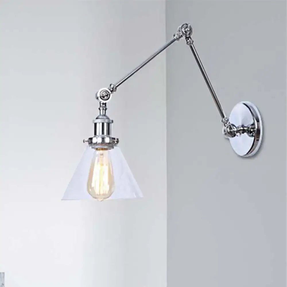 Chrome finished adjustable wall sconce with clear glass shade and exposed edison bulb from decorbites vintage style lighting