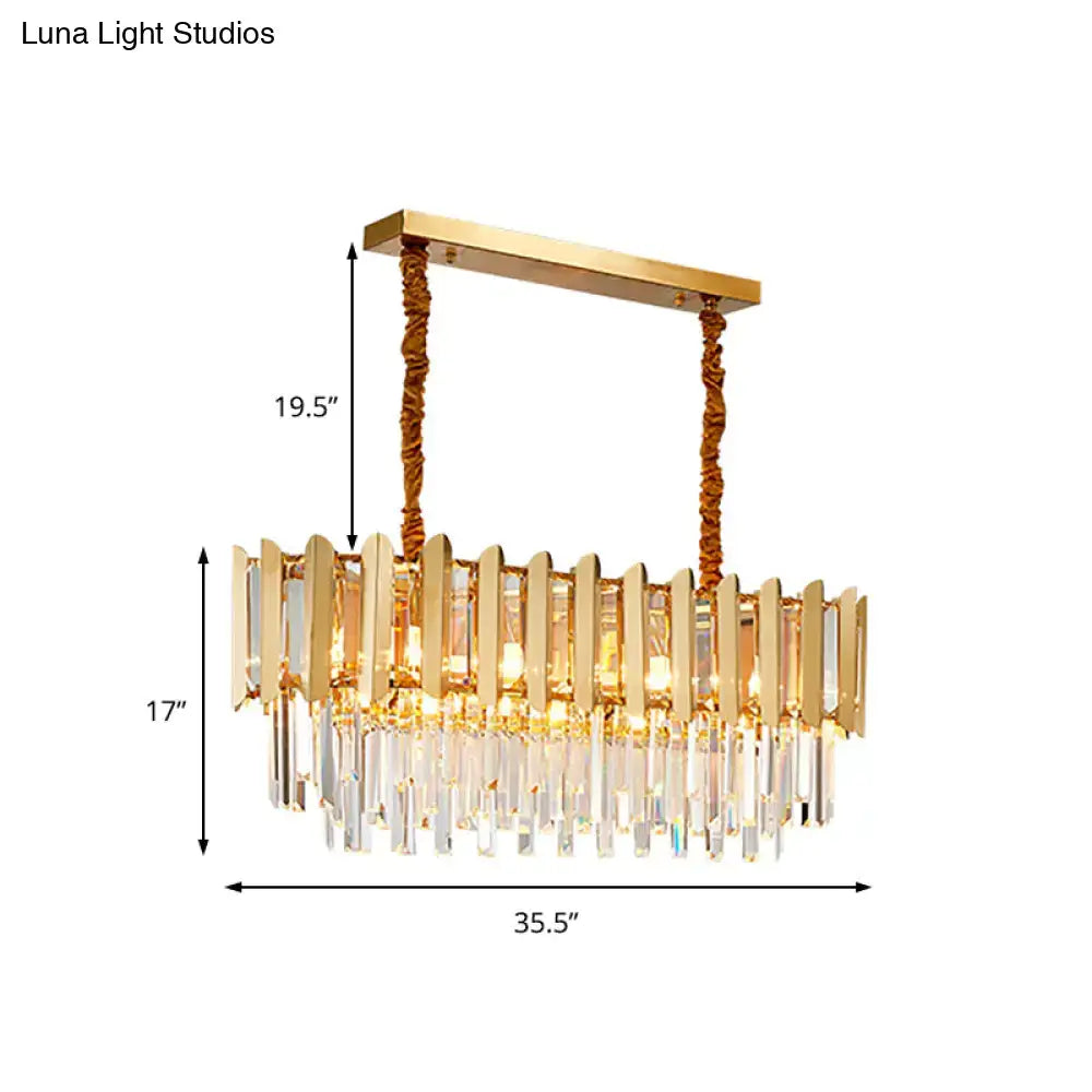 Decorbites brass finish multi light pendant chandelier with vintage style rectangular crystal prisms and twisted rope
