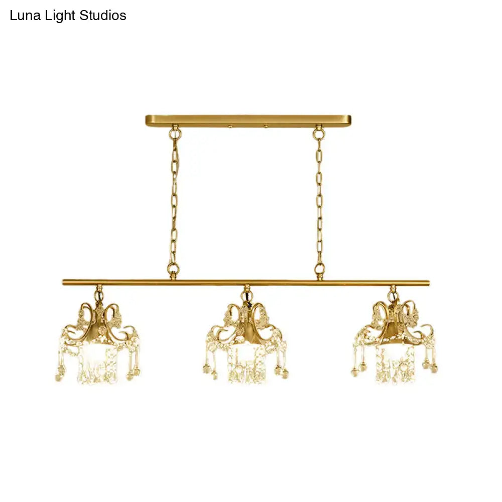 Decorbites champagne vintage-style gold metal and crystal pendant light with three fixtures for living room 220v-240v 110v-120v compatible