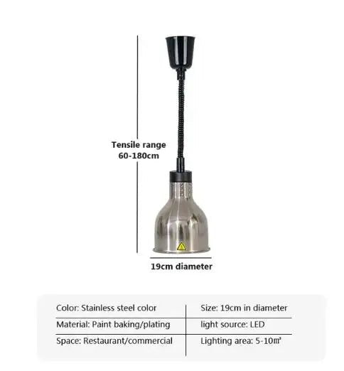 Vintage Telescopic Stainless Steel Buffet Heat Pendant Lamp - Decorbites