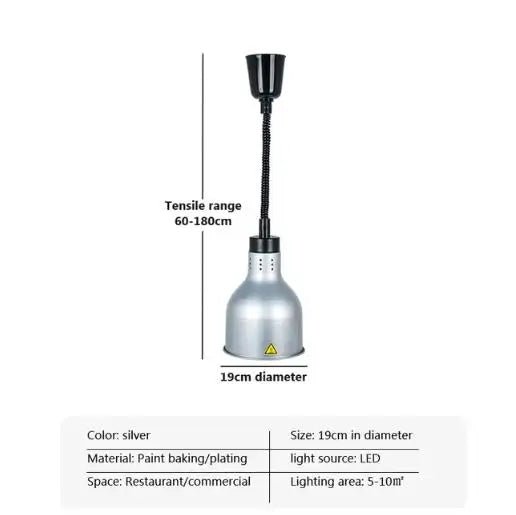 Vintage Telescopic Stainless Steel Buffet Heat Pendant Lamp - Decorbites