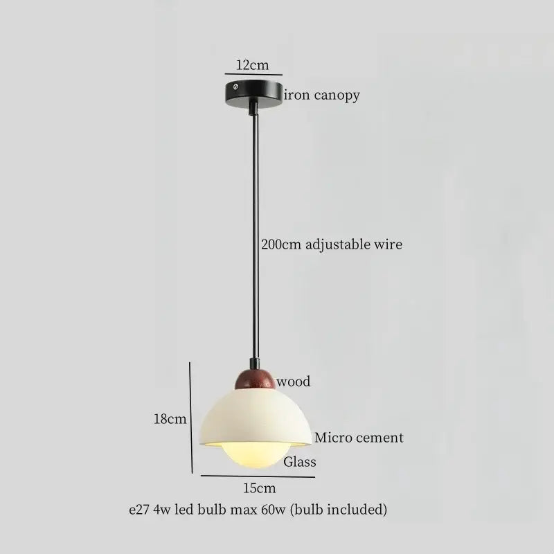 Vintage white cement led pendant lamp with black iron canopy and warm glow for dining room decorbites cement led lighting