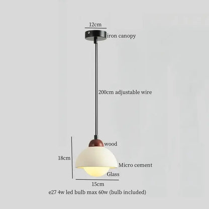 Vintage white cement led pendant lamp with black iron canopy and warm glow for dining room decorbites cement led lighting