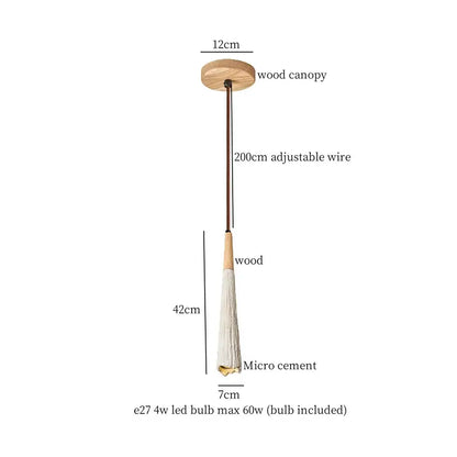 Vintage white cement led pendant lamp with natural wood canopy and bronze stem for dining room decorbites cement led lighting