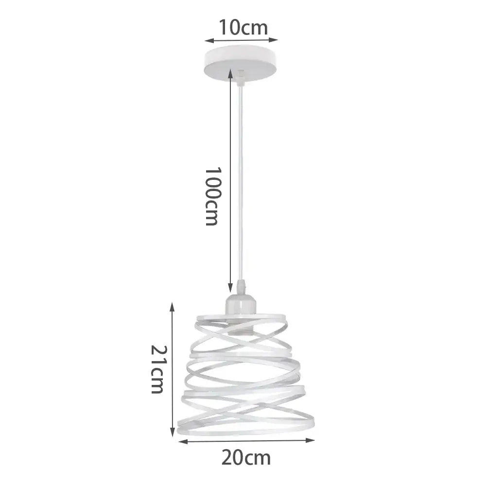 Vintage white metal dome shade loft pendant light with a white spiral pendant light and 100cm total length for dining room decorbites dome shade