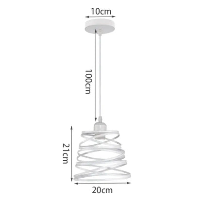 Vintage white metal dome shade loft pendant light with a white spiral pendant light and 100cm total length for dining room decorbites dome shade