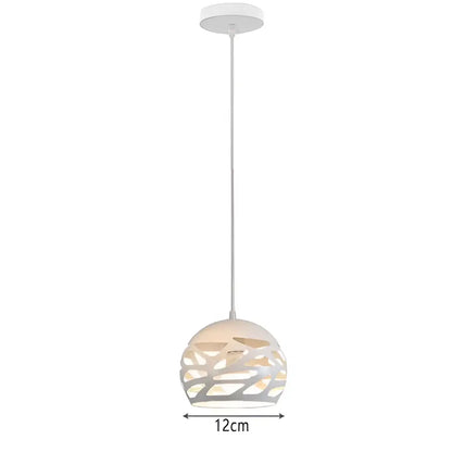 Vintage white metal dome shade loft pendant light with intricate cut-out patterns and frosted glass finish decorbites dome shade