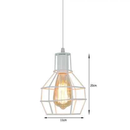 Vintage white metal dome shade loft pendant light featuring a cage design with exposed filament bulb decorbites dome shade
