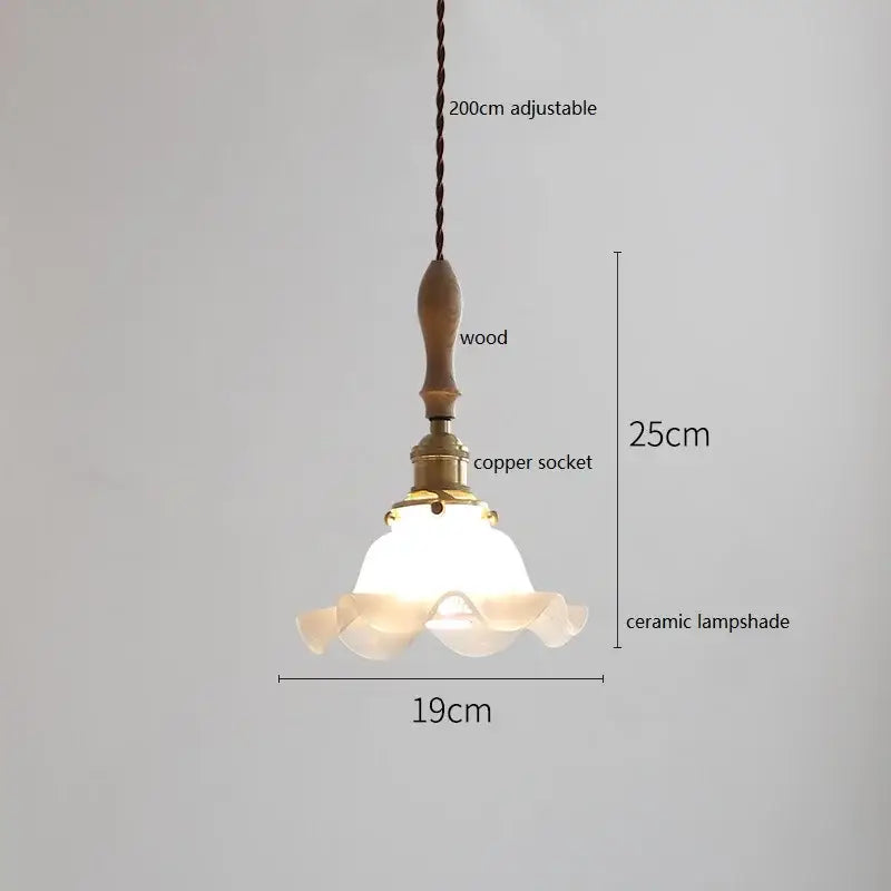 Vintage woven rattan ceramic led pendant light with fluted ceramic led pendant shade and copper socket on adjustable cord