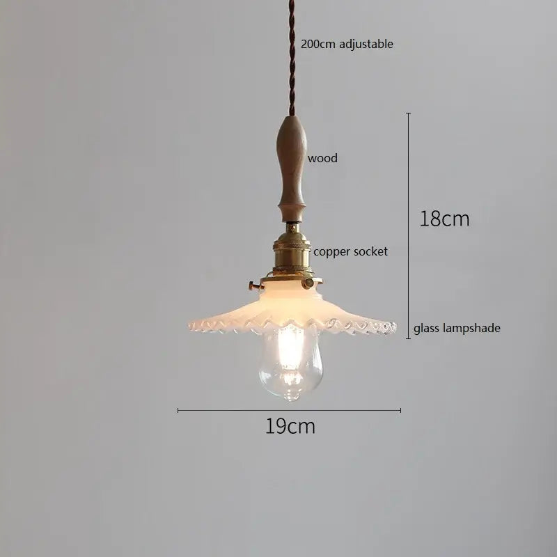 Vintage woven rattan ceramic led pendant light with wooden handle copper socket and scalloped glass shade for dining room decorbites ceramic led pendant