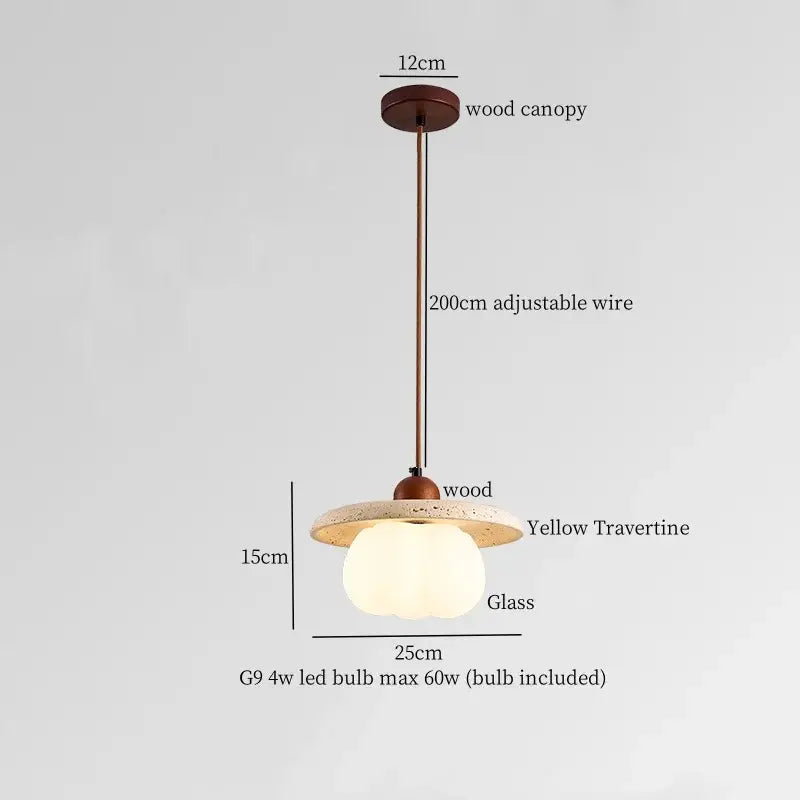Vintage yellow travertine glass ball led pendant lamps with warm wood canopy and adjustable bronze wire for dining room decorbites glass ball pendant lamps