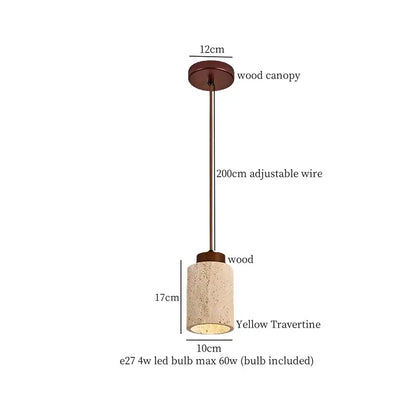 Vintage yellow travertine glass ball led pendant lamp with warm wood canopy and adjustable bronze wire for dining room decorbites