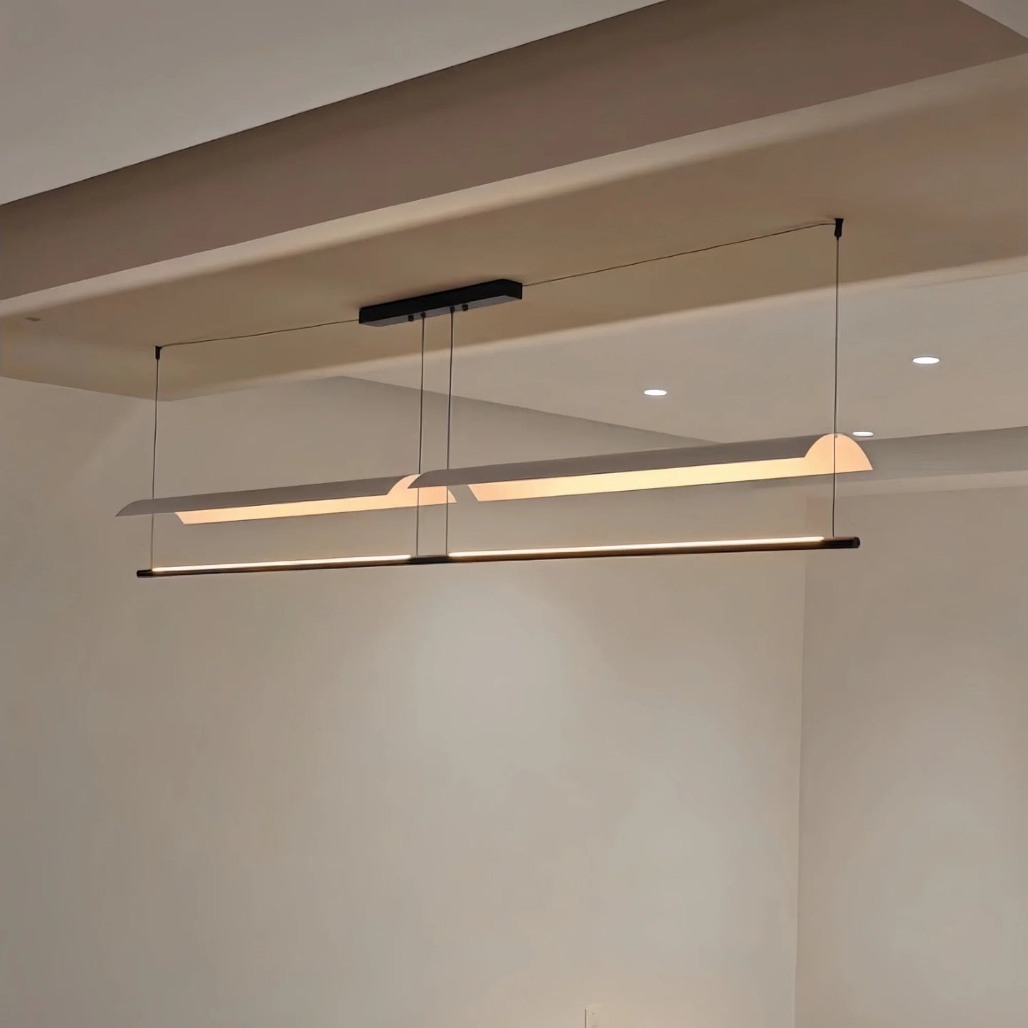 Wabi-Sabi Black Metal Acrylic Strip Pendant Light - Decorbites